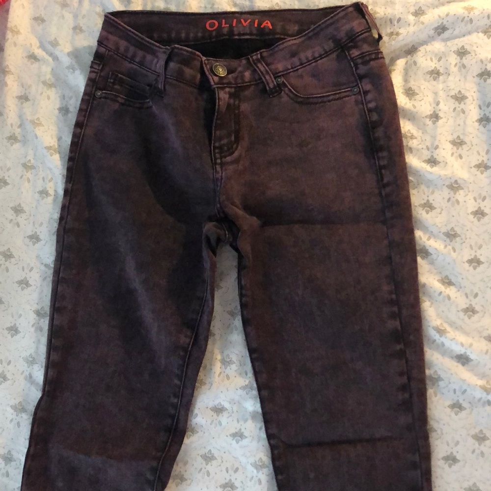 Burgundy skinny jeans